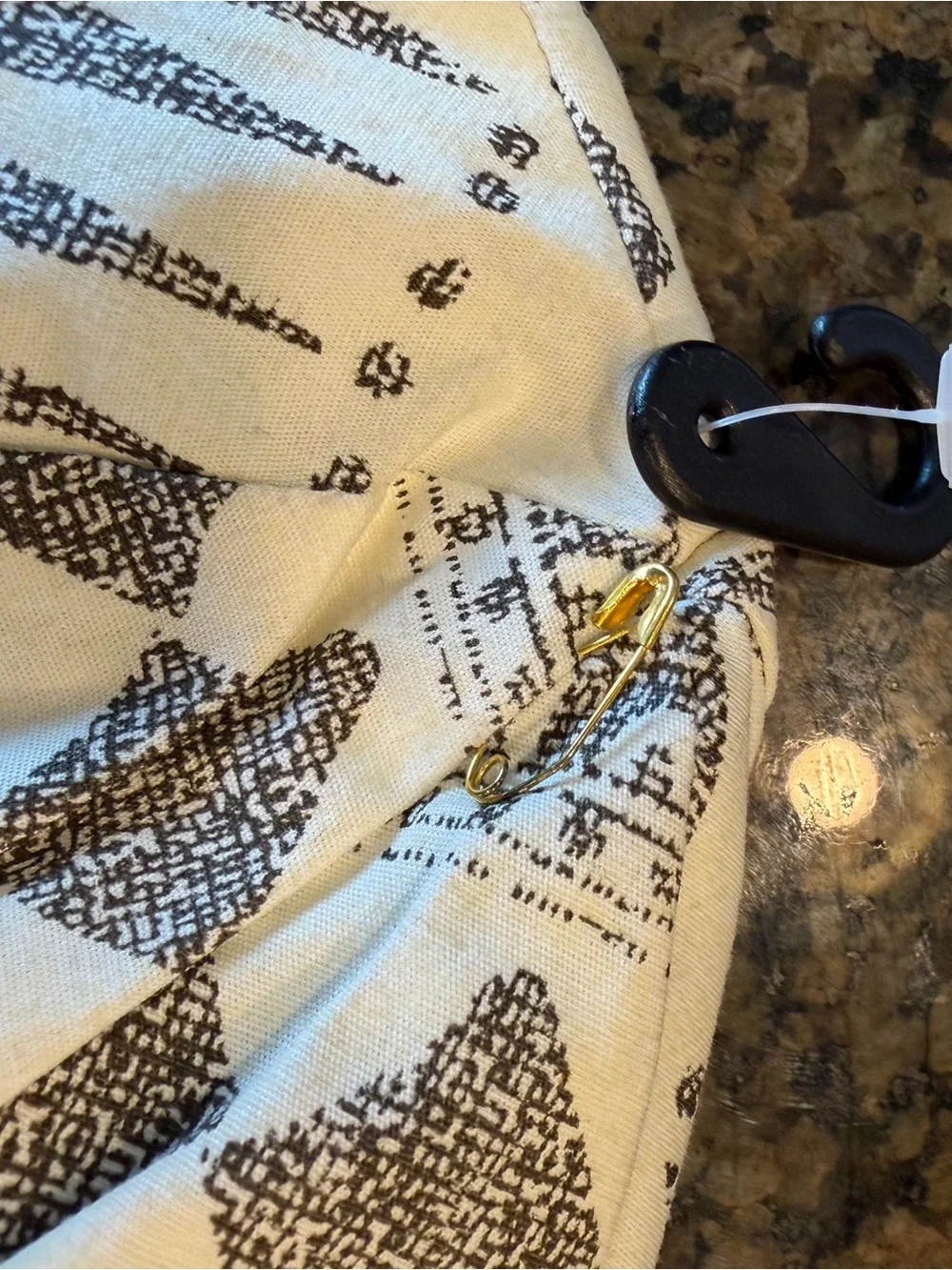 Elodie Cream and Black Printed Kids Sun Bucket Hat
